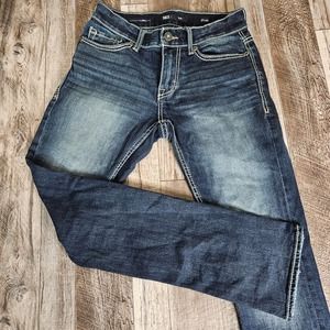 BKE Alec Jeans Stretch Thick Stitch SZ 27x30 Buckle Embroidered Pockets